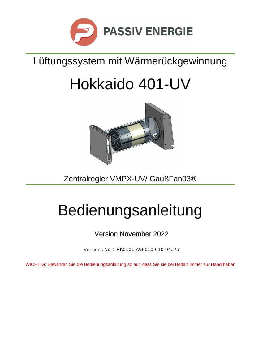 Cover
                            Bedienungsanleitung UV